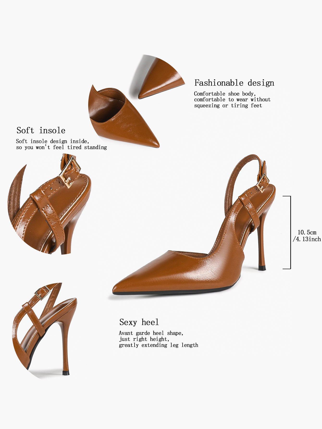 Women's Patent Pointed Toe Slingback High Heel Pumps Work Wedding Guest Date Night