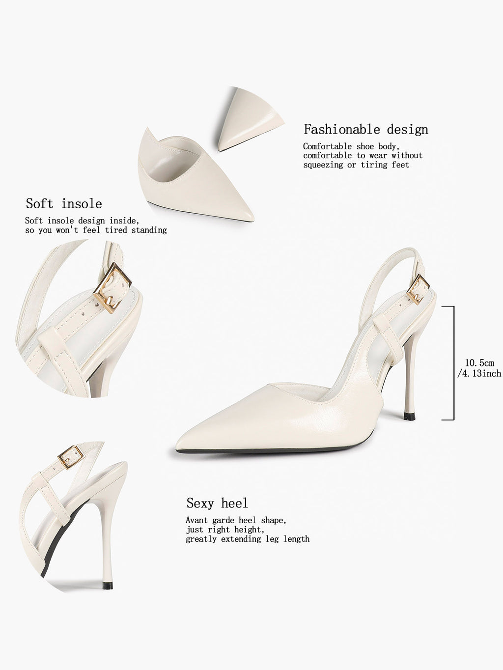Women's Patent Pointed Toe Slingback High Heel Pumps Work Wedding Guest Date Night