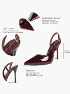 Women's Patent Pointed Toe Slingback High Heel Pumps Work Wedding Guest Date Night