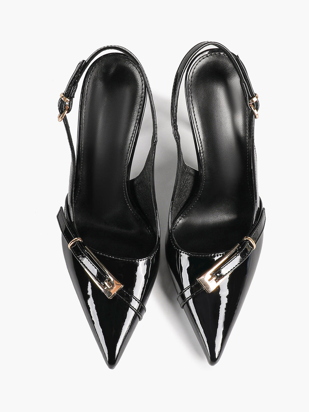Women's Patent Leather Slingback Heels Pointed Toe Stilettos Office Evening