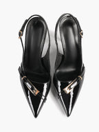 Women's Patent Leather Slingback Heels Pointed Toe Stilettos Office Evening