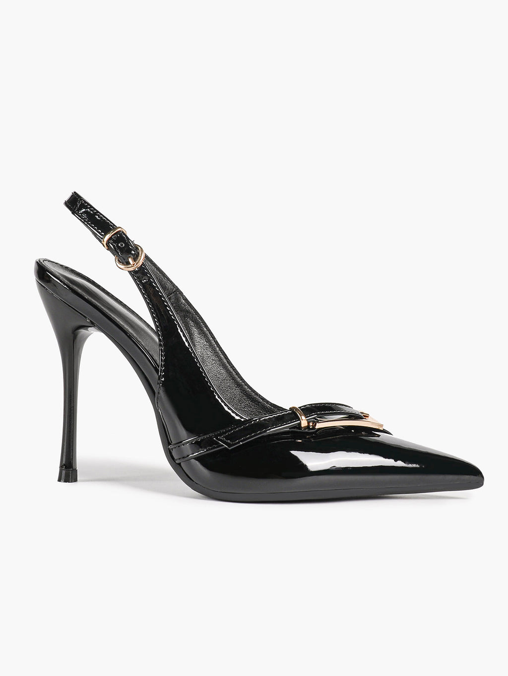 Women's Patent Leather Slingback Heels Pointed Toe Stilettos Office Evening