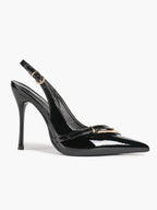 Women's Patent Leather Slingback Heels Pointed Toe Stilettos Office Evening