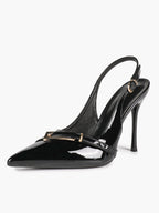 Women's Patent Leather Slingback Heels Pointed Toe Stilettos Office Evening