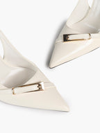 Women's Patent Leather Slingback Heels Pointed Toe Stilettos Office Evening