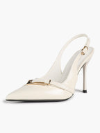 Women's Patent Leather Slingback Heels Pointed Toe Stilettos Office Evening
