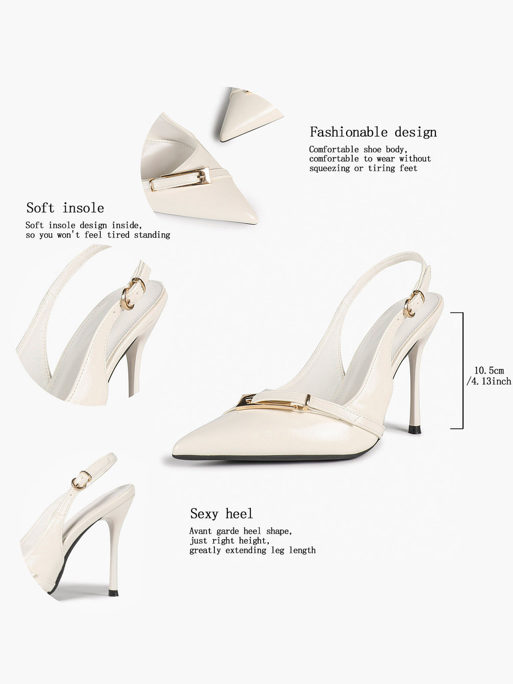 Women's Patent Leather Slingback Heels Pointed Toe Stilettos Office Evening