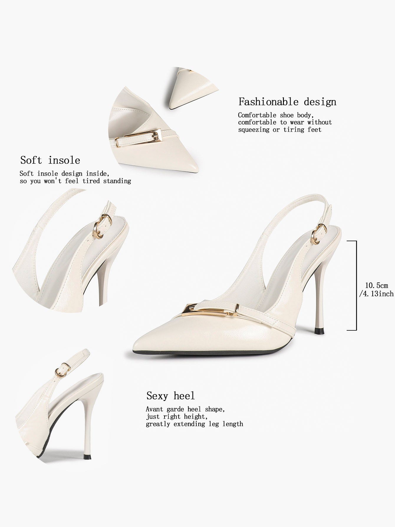 Women's Patent Leather Slingback Heels Pointed Toe Stilettos Office Evening