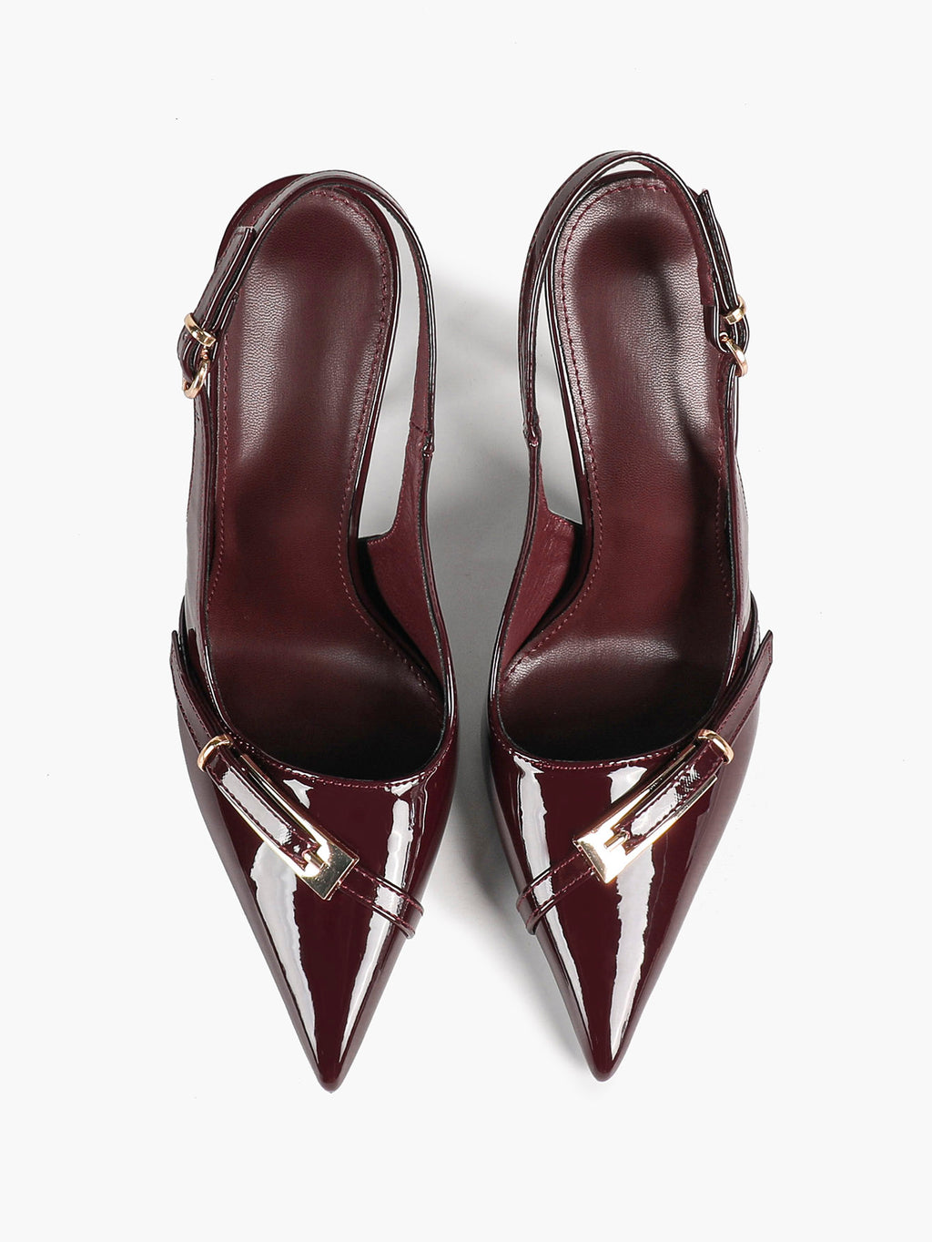 Women's Patent Leather Slingback Heels Pointed Toe Stilettos Office Evening