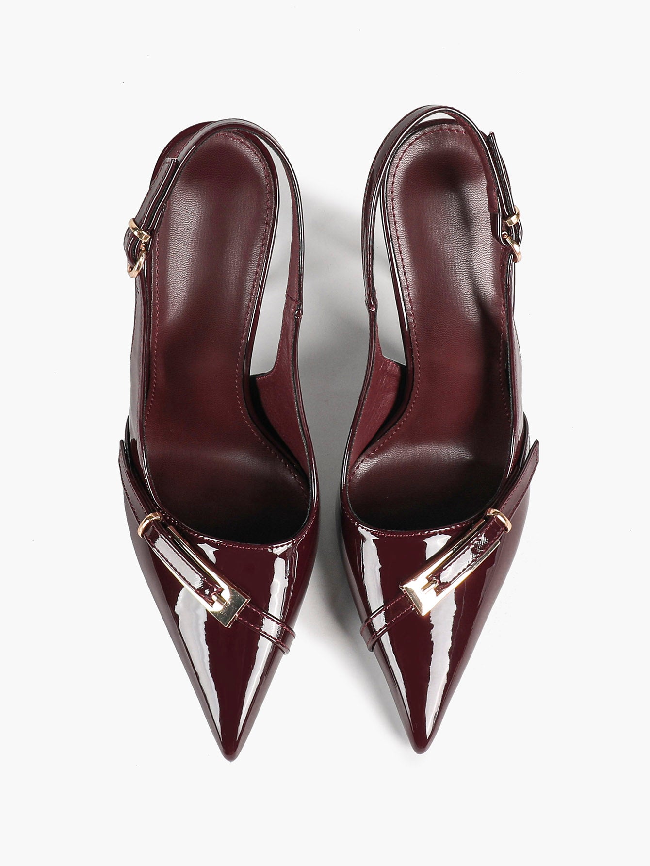 Women's Patent Leather Slingback Heels Pointed Toe Stilettos Office Evening