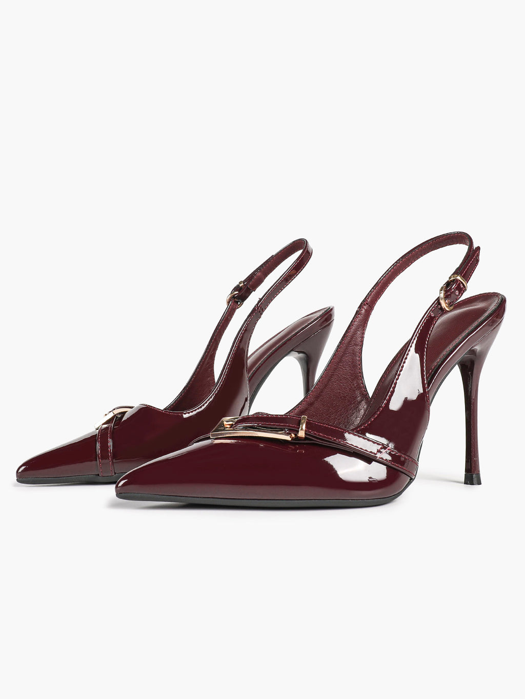 Women's Patent Leather Slingback Heels Pointed Toe Stilettos Office Evening