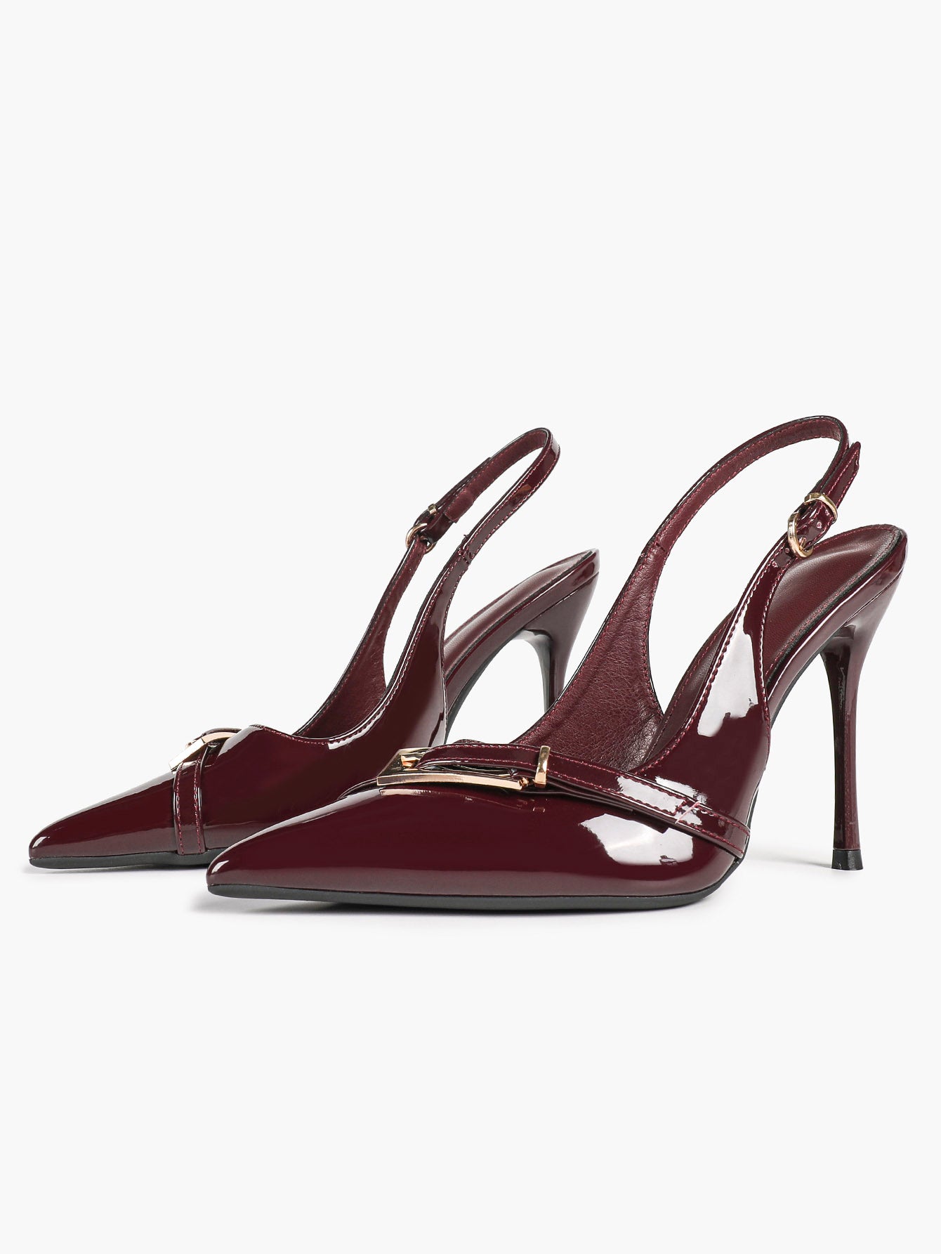 Women's Patent Leather Slingback Heels Pointed Toe Stilettos Office Evening