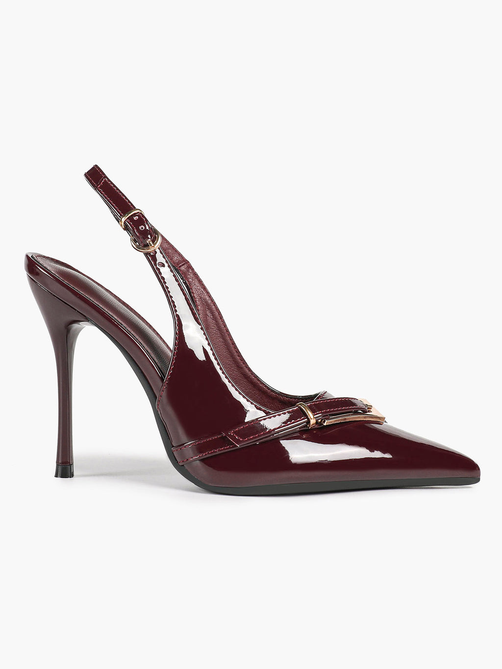 Women's Patent Leather Slingback Heels Pointed Toe Stilettos Office Evening