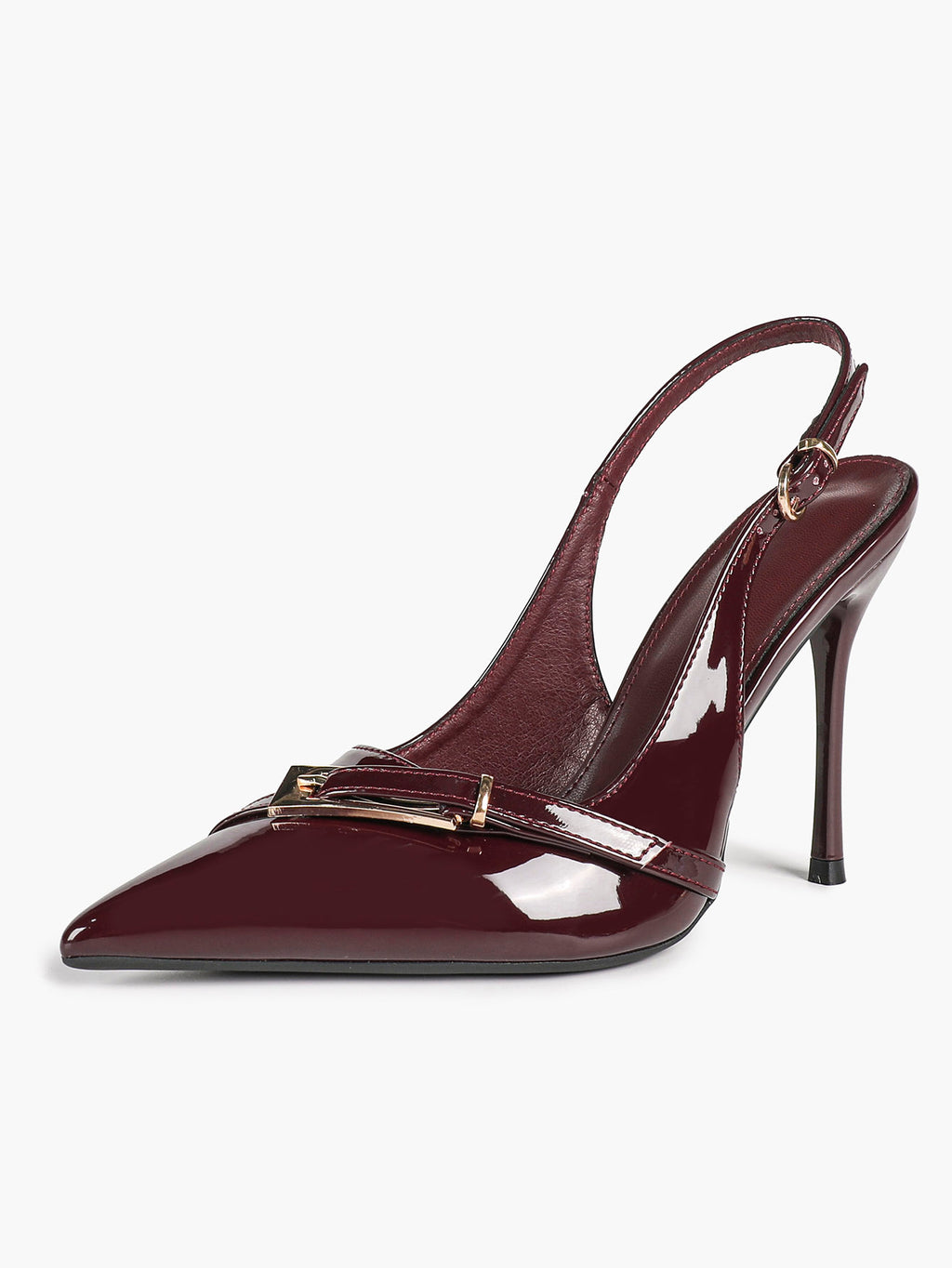 Women's Patent Leather Slingback Heels Pointed Toe Stilettos Office Evening