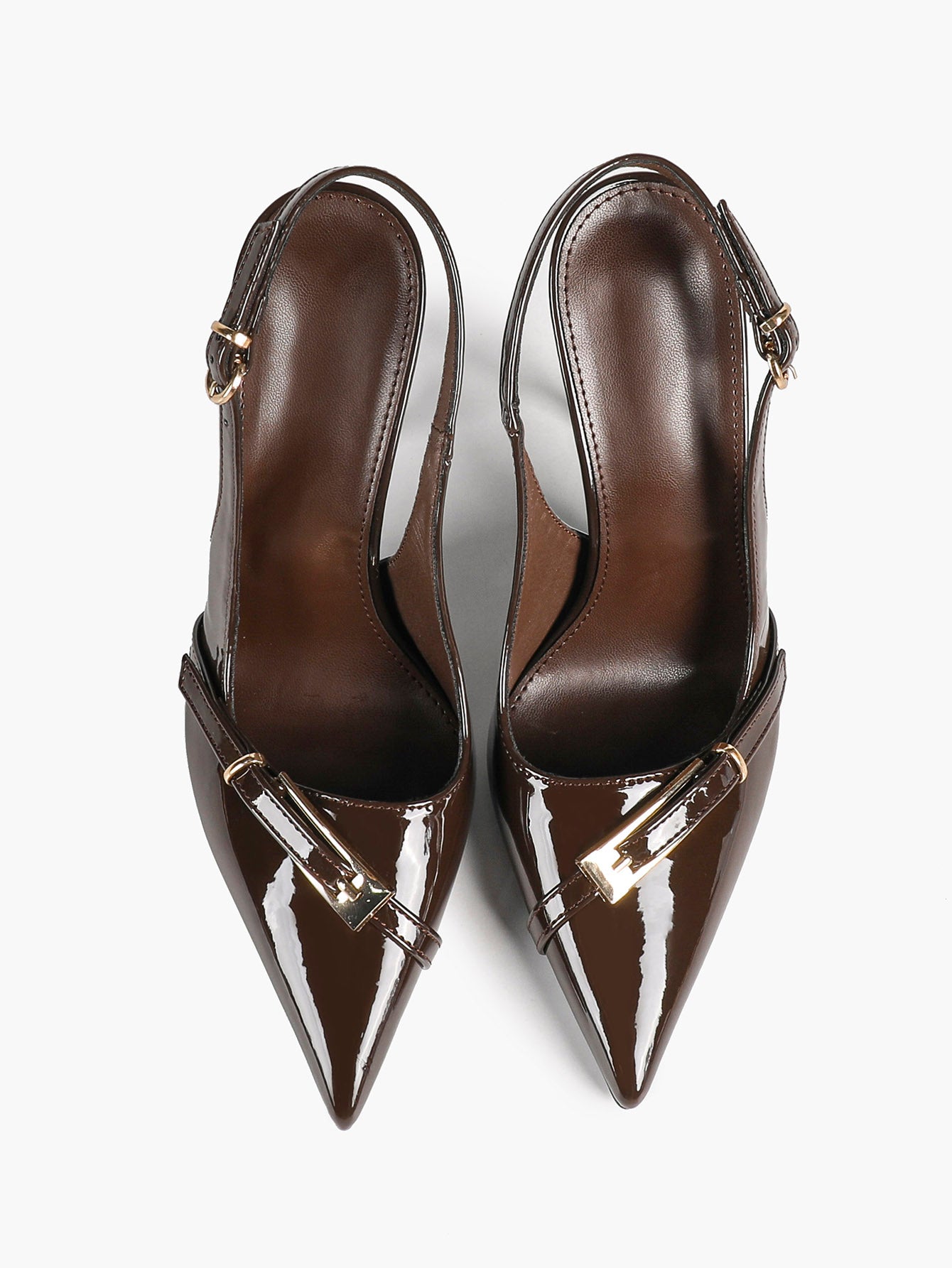 Women's Patent Leather Slingback Heels Pointed Toe Stilettos Office Evening
