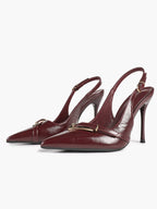 Women's Patent Leather Slingback Heels Pointed Toe Stilettos Office Evening