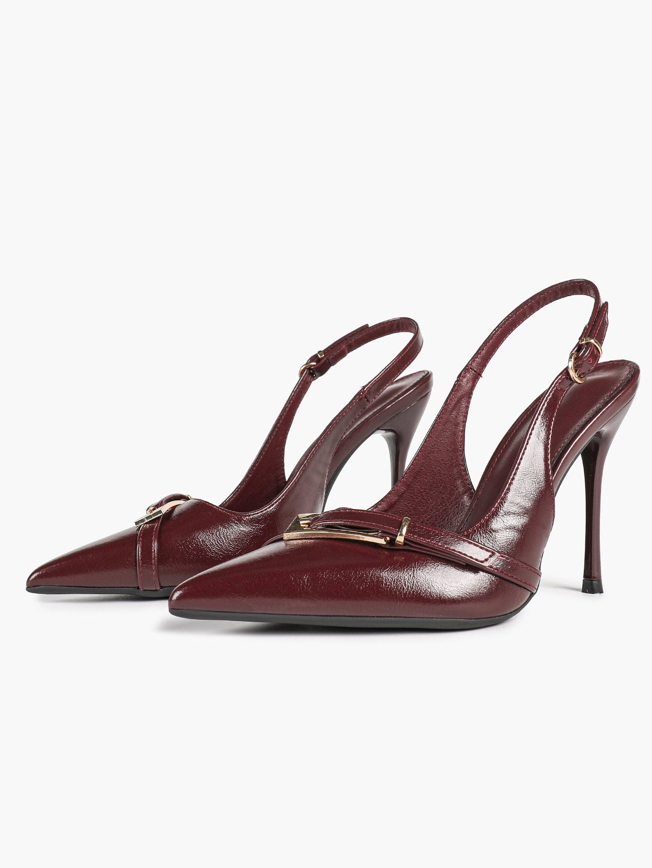 Women's Patent Leather Slingback Heels Pointed Toe Stilettos Office Evening