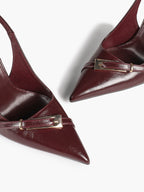 Women's Patent Leather Slingback Heels Pointed Toe Stilettos Office Evening