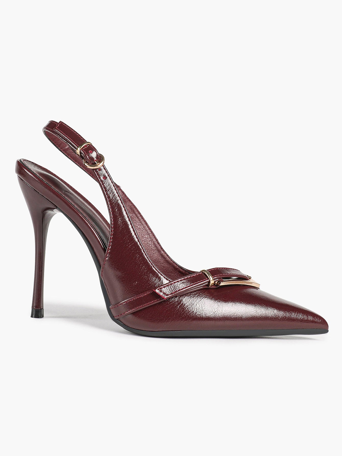 Women's Patent Leather Slingback Heels Pointed Toe Stilettos Office Evening