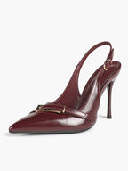 Women's Patent Leather Slingback Heels Pointed Toe Stilettos Office Evening