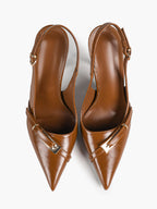 Women's Patent Leather Slingback Heels Pointed Toe Stilettos Office Evening