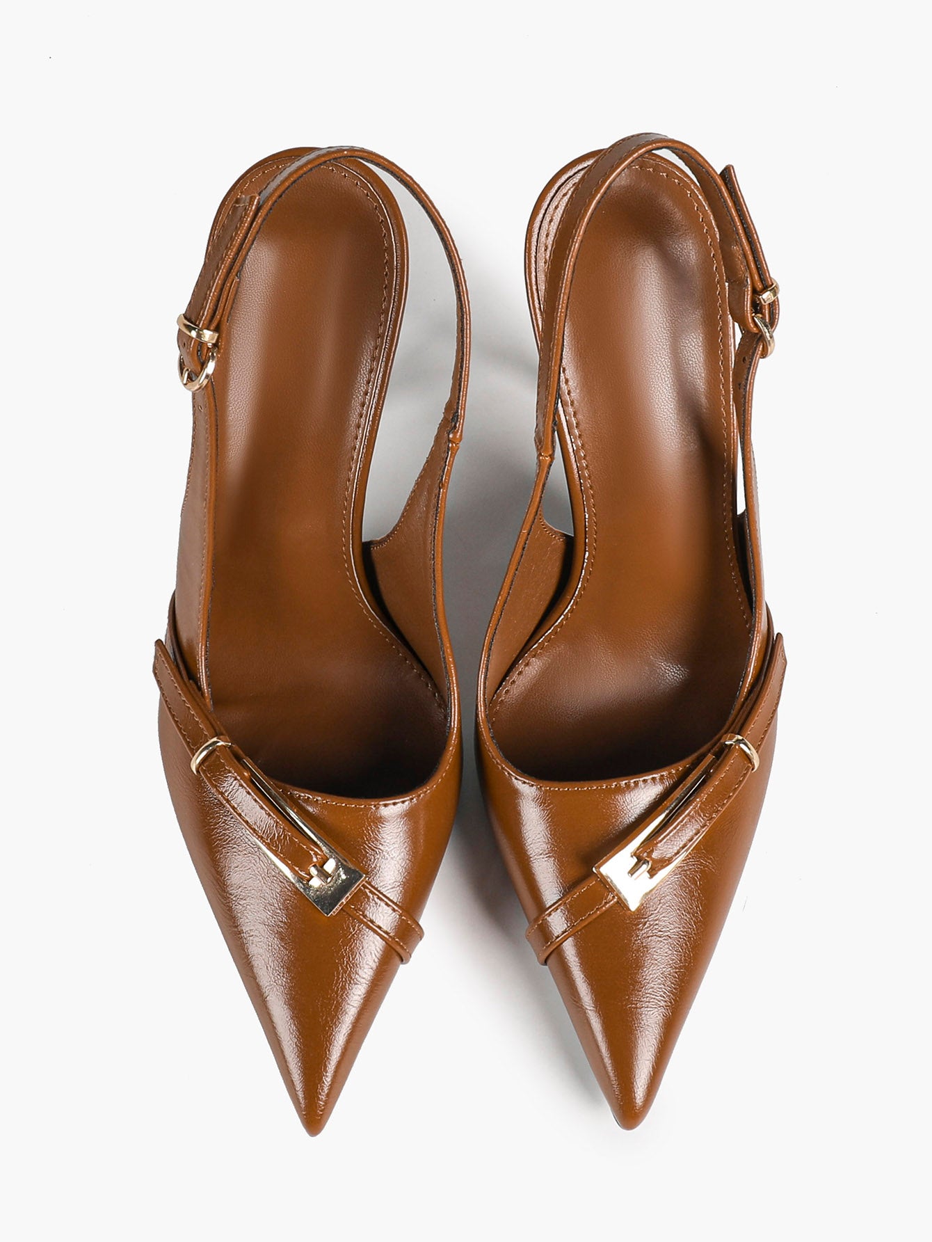 Women's Patent Leather Slingback Heels Pointed Toe Stilettos Office Evening