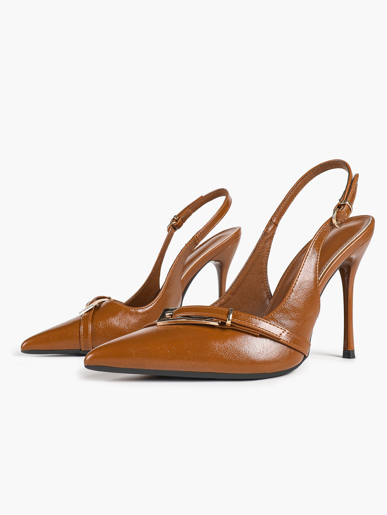 Women's Patent Leather Slingback Heels Pointed Toe Stilettos Office Evening
