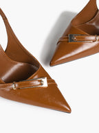 Women's Patent Leather Slingback Heels Pointed Toe Stilettos Office Evening
