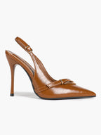 Women's Patent Leather Slingback Heels Pointed Toe Stilettos Office Evening