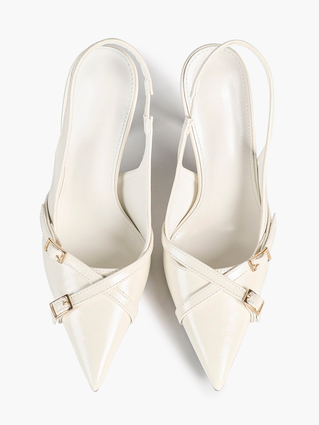 Pointed Toe Slingback Heels Patent Leather Black - Dressy Evening