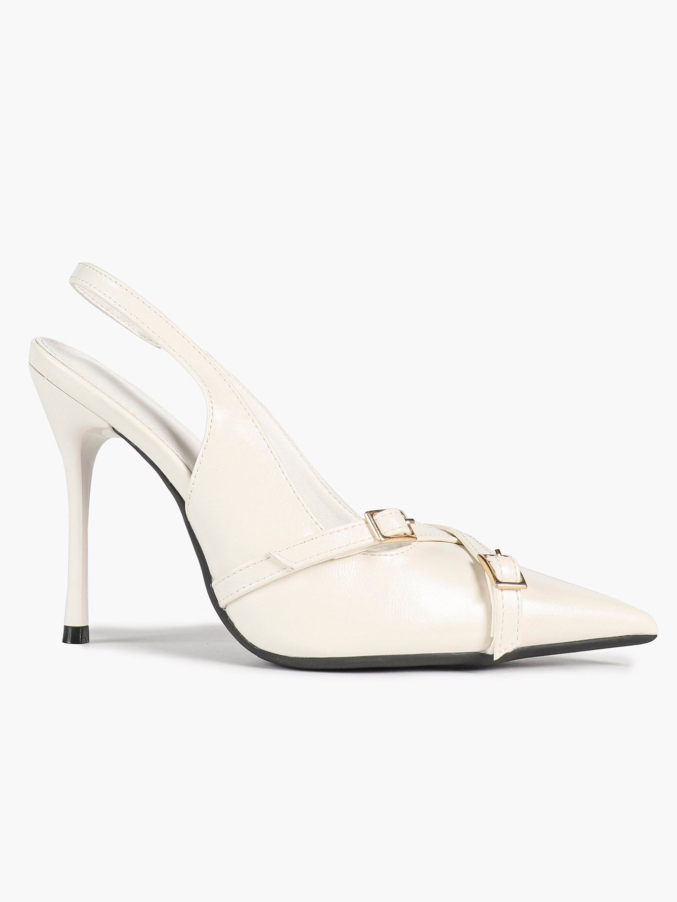 Pointed Toe Slingback Heels Patent Leather Black - Dressy Evening