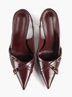 Pointed Toe Slingback Heels Patent Leather Black - Dressy Evening