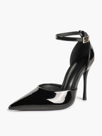 Pointed Toe Side Cutout Stiletto Heels Ankle Strap Pumps Party Office Night Out