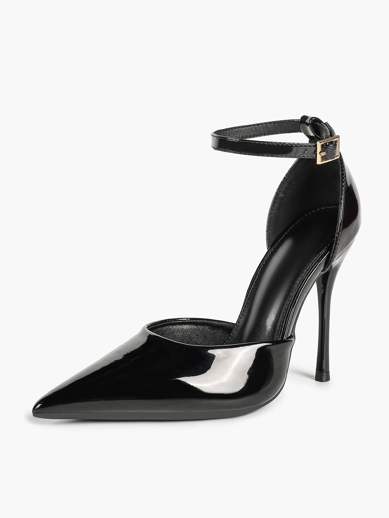 Pointed Toe Side Cutout Stiletto Heels Ankle Strap Pumps Party Office Night Out