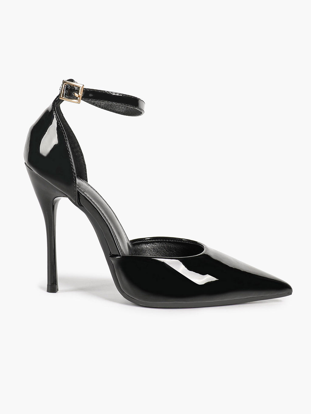 Pointed Toe Side Cutout Stiletto Heels Ankle Strap Pumps Party Office Night Out