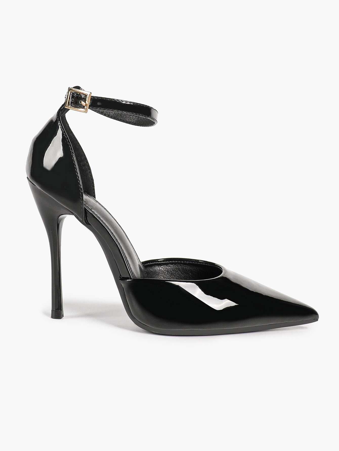 Pointed Toe Side Cutout Stiletto Heels Ankle Strap Pumps Party Office Night Out