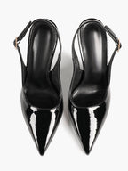 Black Slingback Heels Pointed Toe Stiletto Pumps Elegant Dress Shoes Date Night Casual Wear