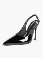 Black Slingback Heels Pointed Toe Stiletto Pumps Elegant Dress Shoes Date Night Casual Wear