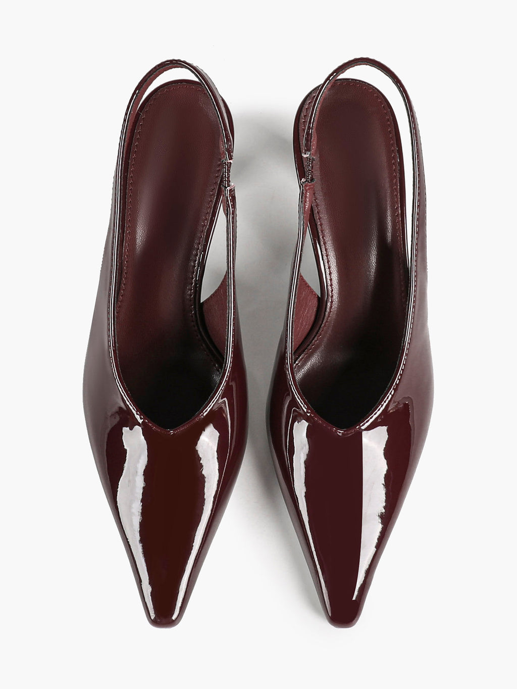 Burgundy Pointed Toe Flared Heel Pumps Slingback High Heels Evening Office Shoes