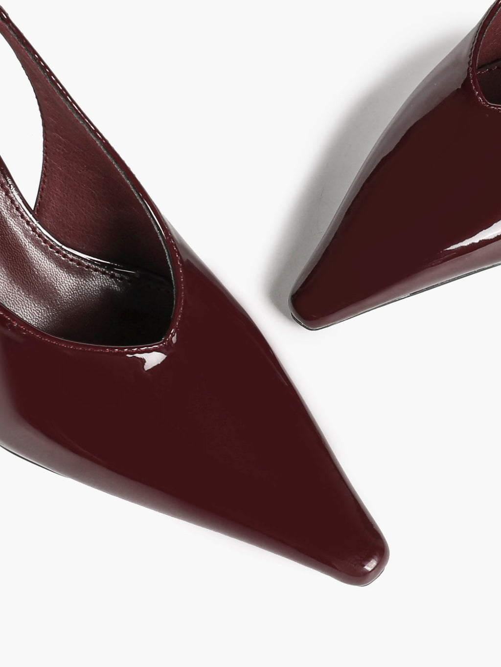 Burgundy Pointed Toe Flared Heel Pumps Slingback High Heels Evening Office Shoes