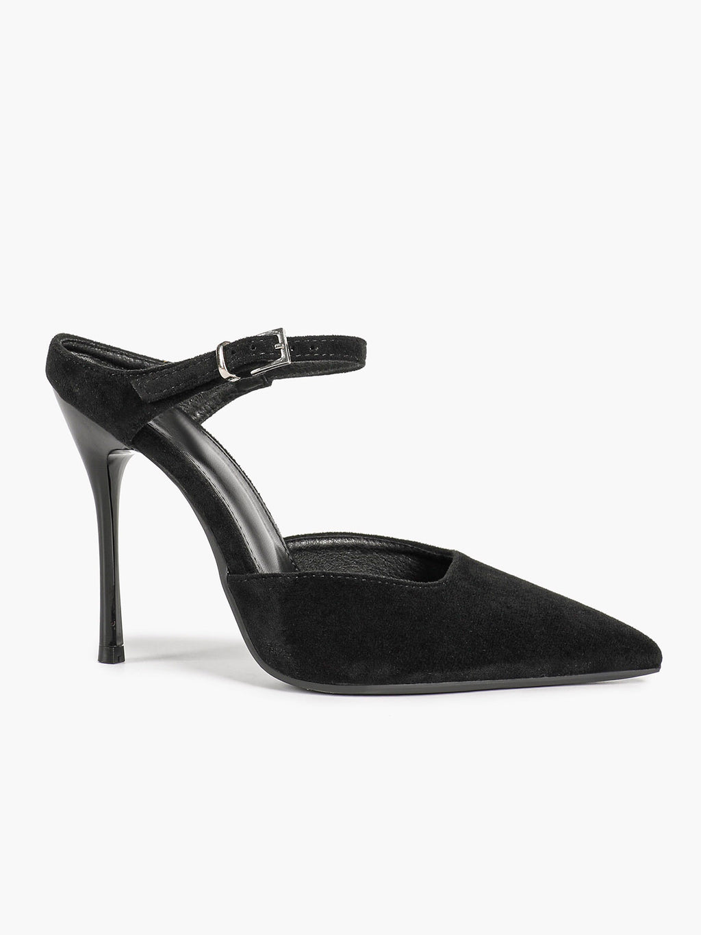 Pointed Toe Burgundy Side Cutout Stiletto Pumps Women Ankle Strap High Heels Evening Party