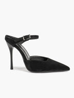 Pointed Toe Burgundy Side Cutout Stiletto Pumps Women Ankle Strap High Heels Evening Party