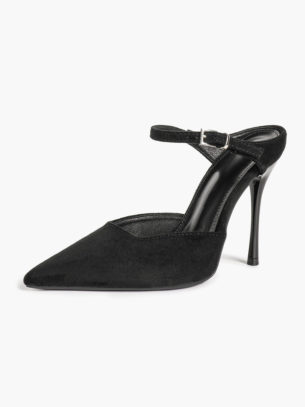 Pointed Toe Burgundy Side Cutout Stiletto Pumps Women Ankle Strap High Heels Evening Party