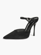 Pointed Toe Burgundy Side Cutout Stiletto Pumps Women Ankle Strap High Heels Evening Party