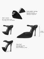 Pointed Toe Burgundy Side Cutout Stiletto Pumps Women Ankle Strap High Heels Evening Party