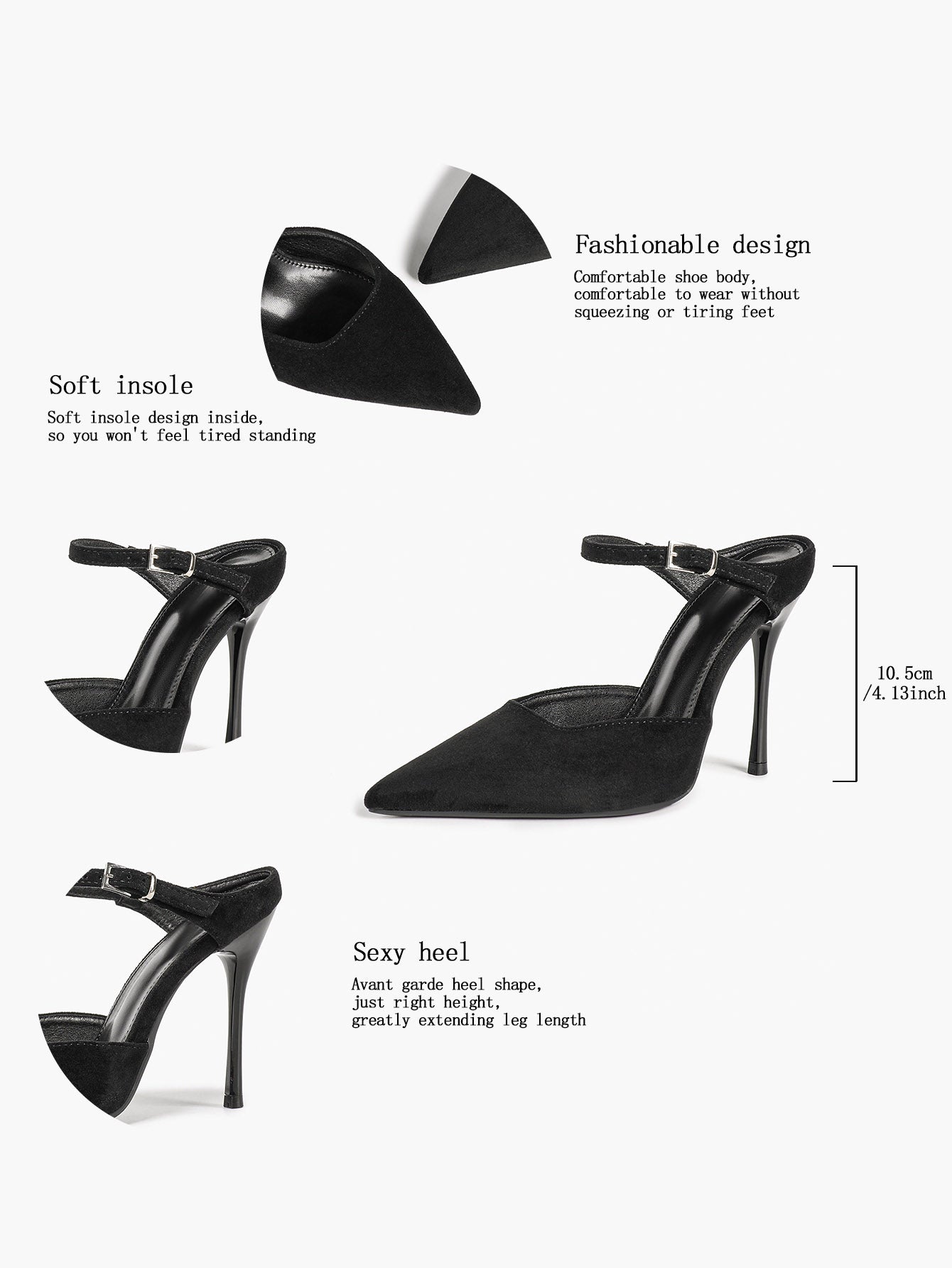 Pointed Toe Burgundy Side Cutout Stiletto Pumps Women Ankle Strap High Heels Evening Party