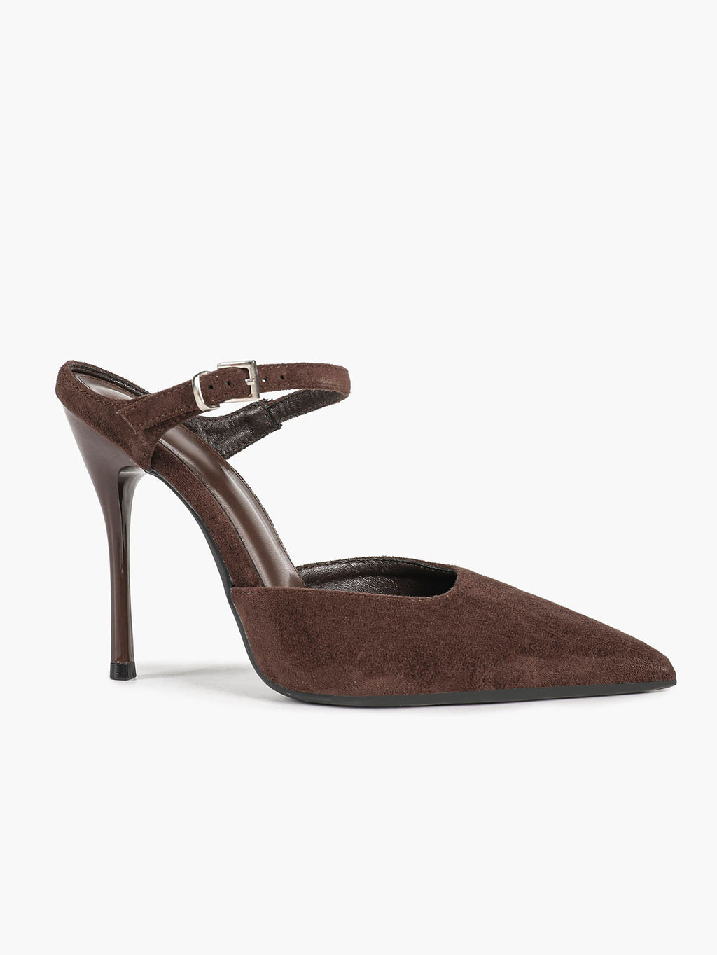 Pointed Toe Burgundy Side Cutout Stiletto Pumps Women Ankle Strap High Heels Evening Party