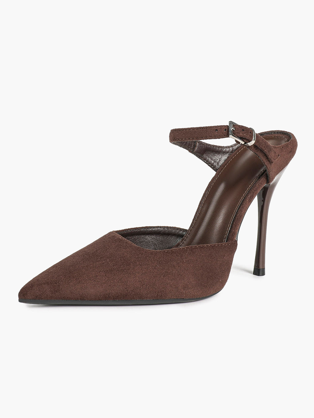 Pointed Toe Burgundy Side Cutout Stiletto Pumps Women Ankle Strap High Heels Evening Party