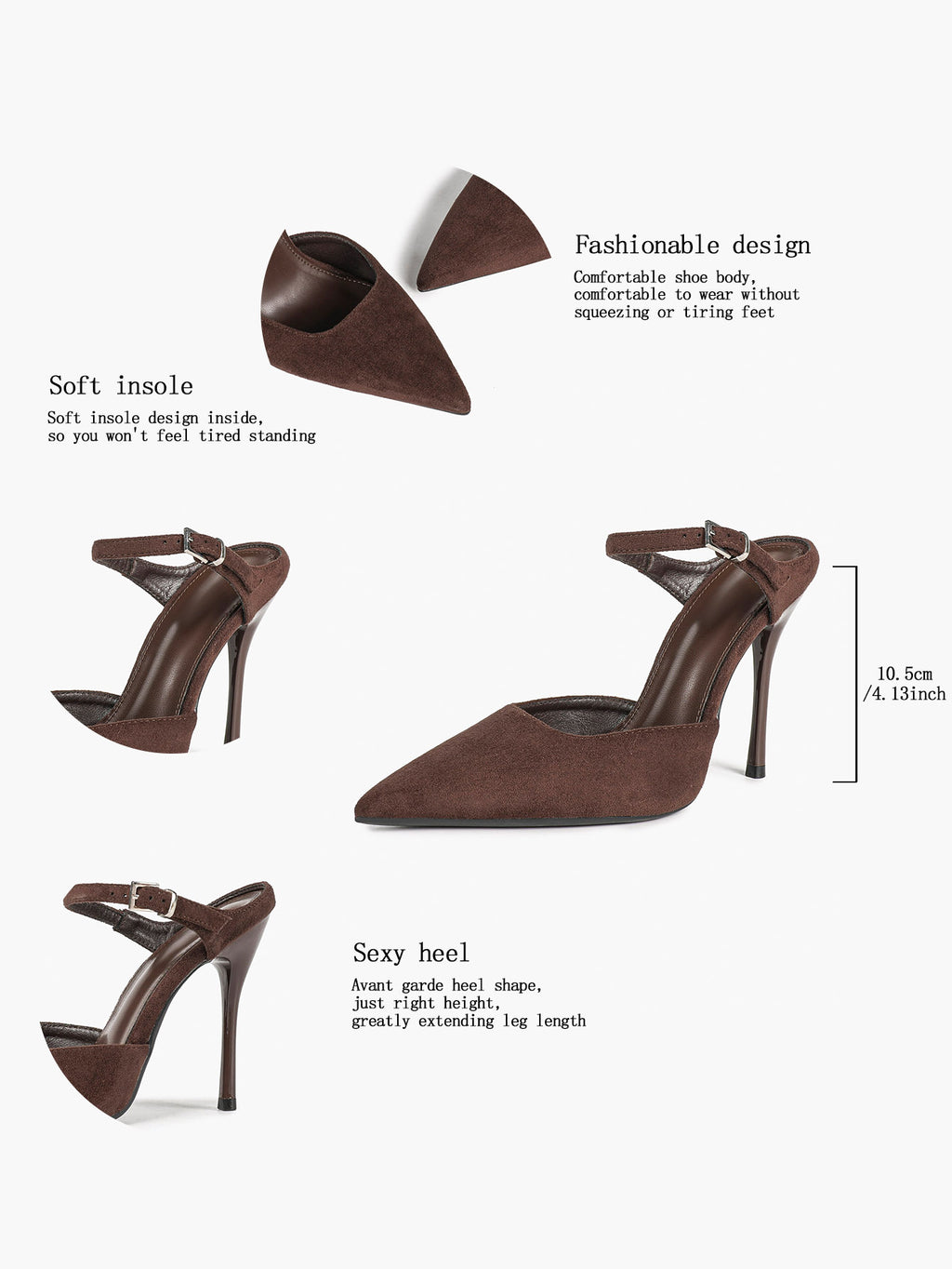 Pointed Toe Burgundy Side Cutout Stiletto Pumps Women Ankle Strap High Heels Evening Party
