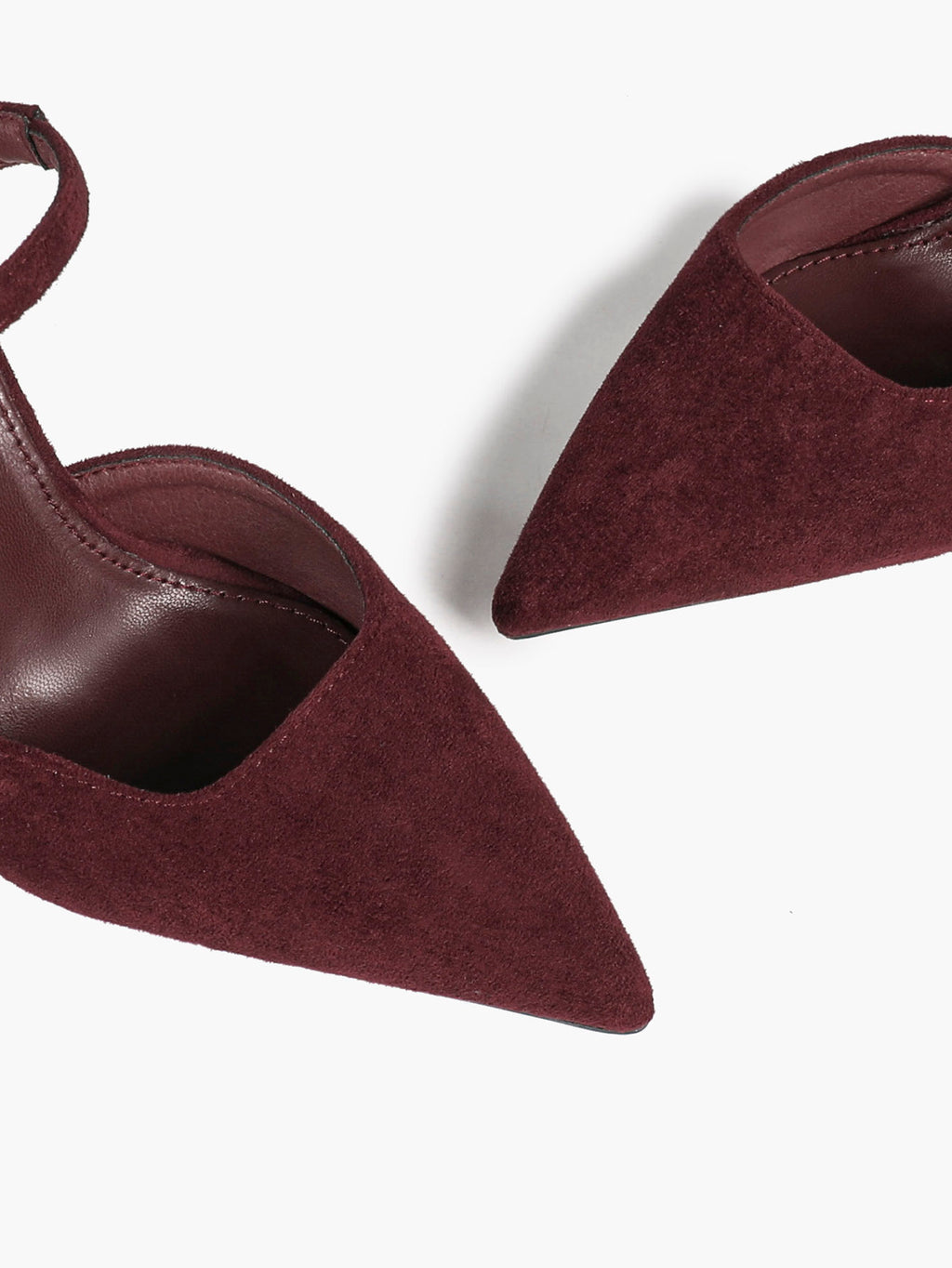 Pointed Toe Burgundy Side Cutout Stiletto Pumps Women Ankle Strap High Heels Evening Party
